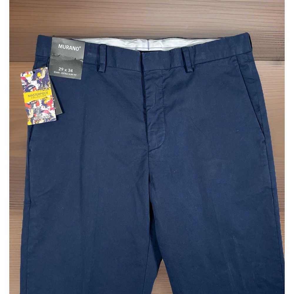 NWT-Murano Masterpiece Evan Extra Slim Fit Dress Pants Men 29x34 Navy Modern